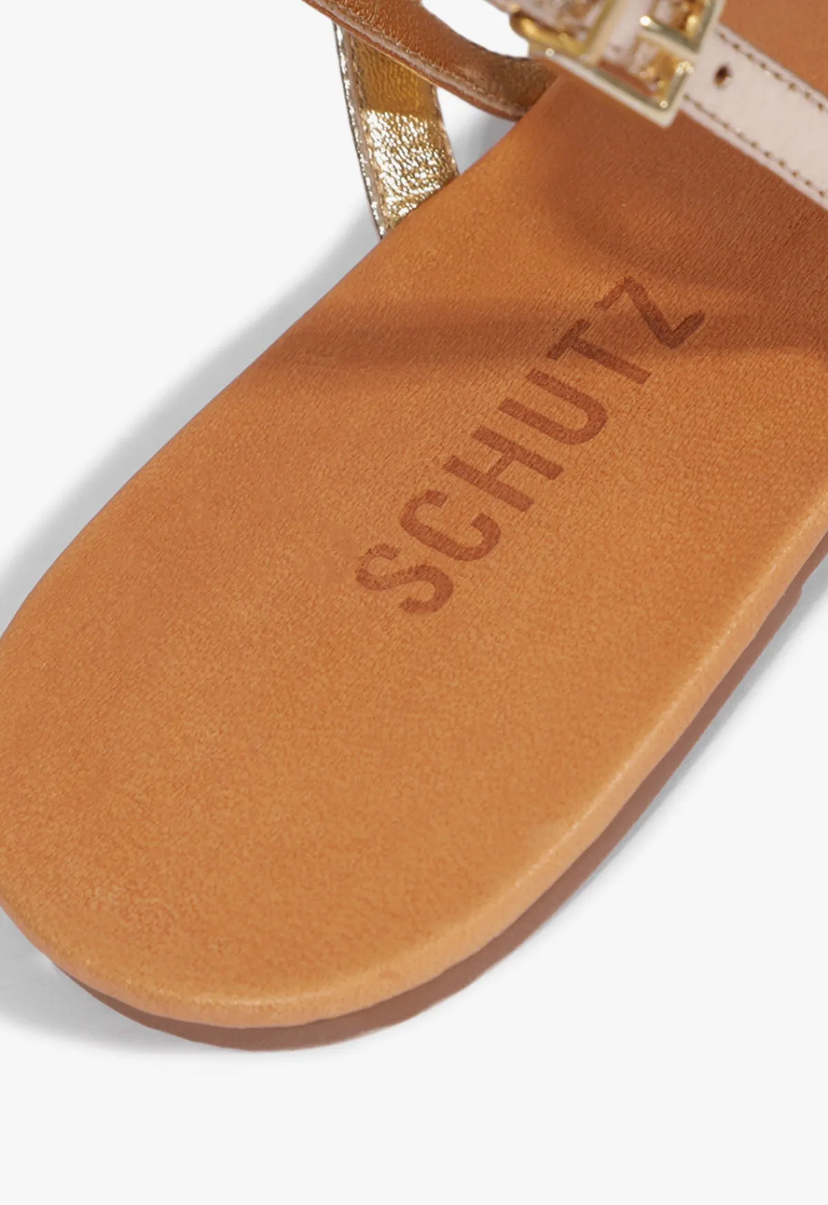 New Schutz Acacia Leather Sandal Gold