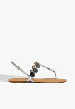 Discount Schutz Acacia Leather Sandal Silver