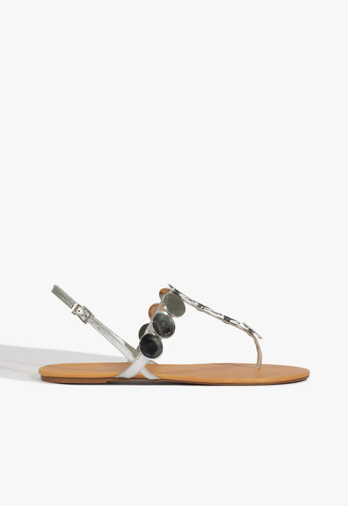 Discount Schutz Acacia Leather Sandal Silver
