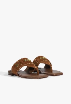 Sale Schutz Aria Brown Suede Sandal Pecan Brown