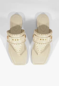 New Schutz Aria White Leather Sandal Sugar White
