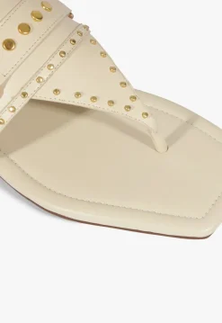 New Schutz Aria White Leather Sandal Sugar White