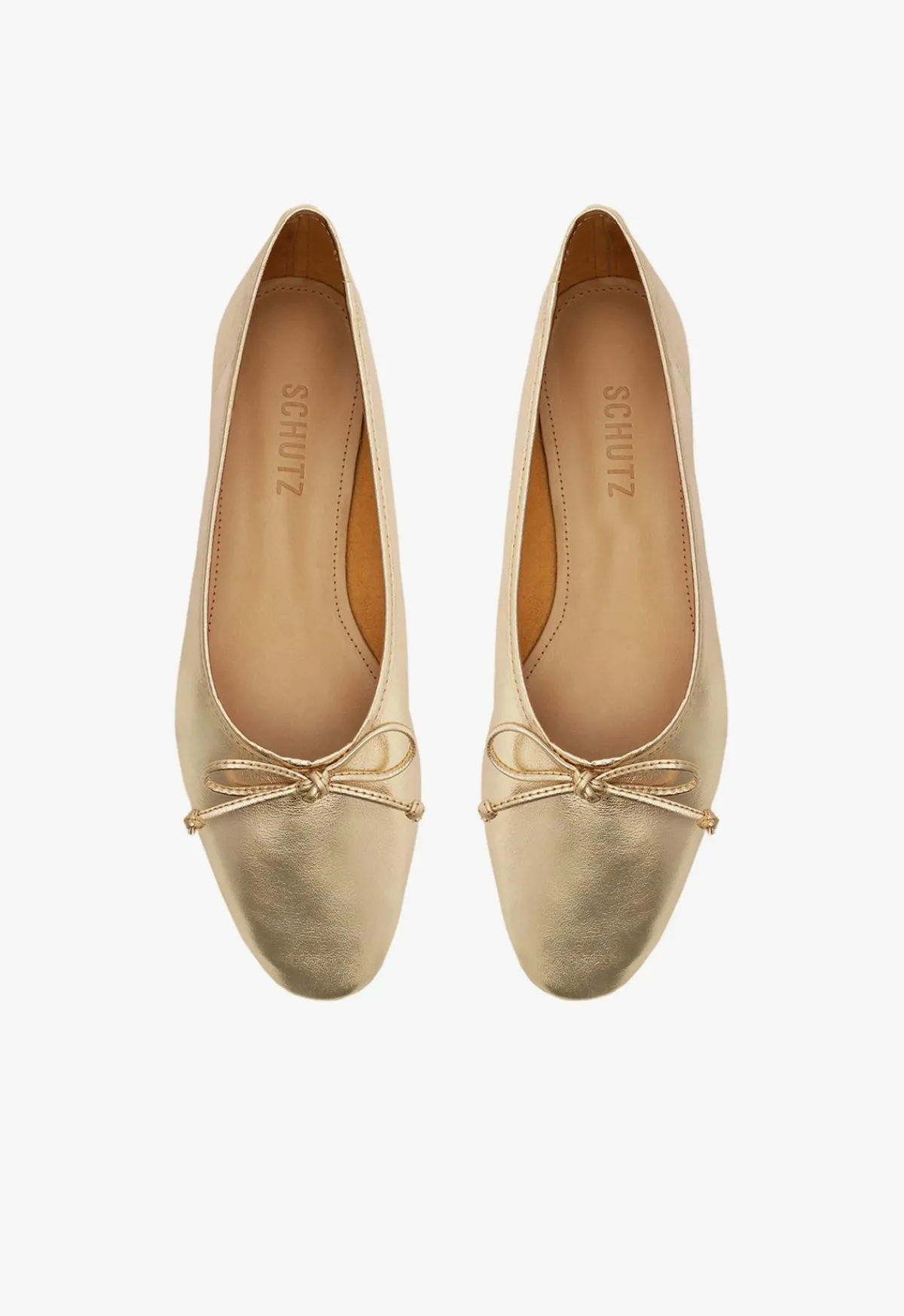 New Schutz Arissa Leather Ballet Flat Gold