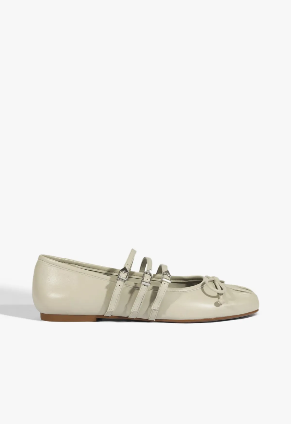 New Schutz Arissa Leather Ballet Flat Gray