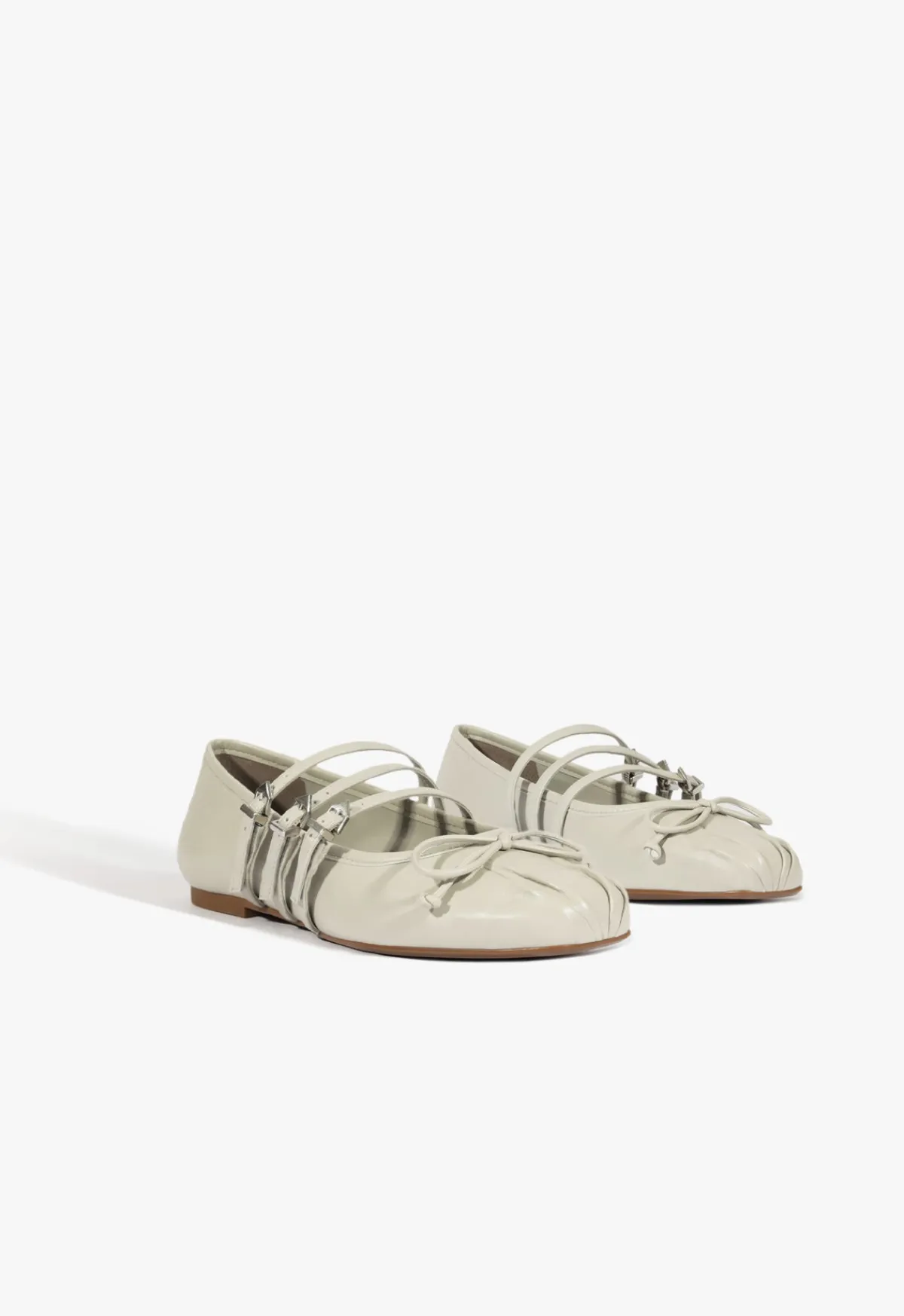 New Schutz Arissa Leather Ballet Flat Gray