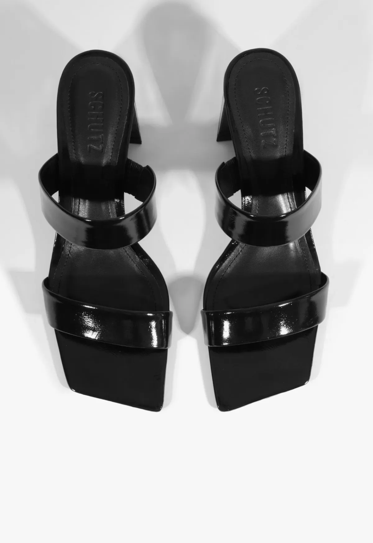 Clearance Schutz Chantal Mid Patent Sandal Black