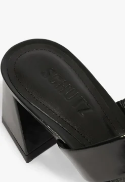 Clearance Schutz Chantal Mid Patent Sandal Black