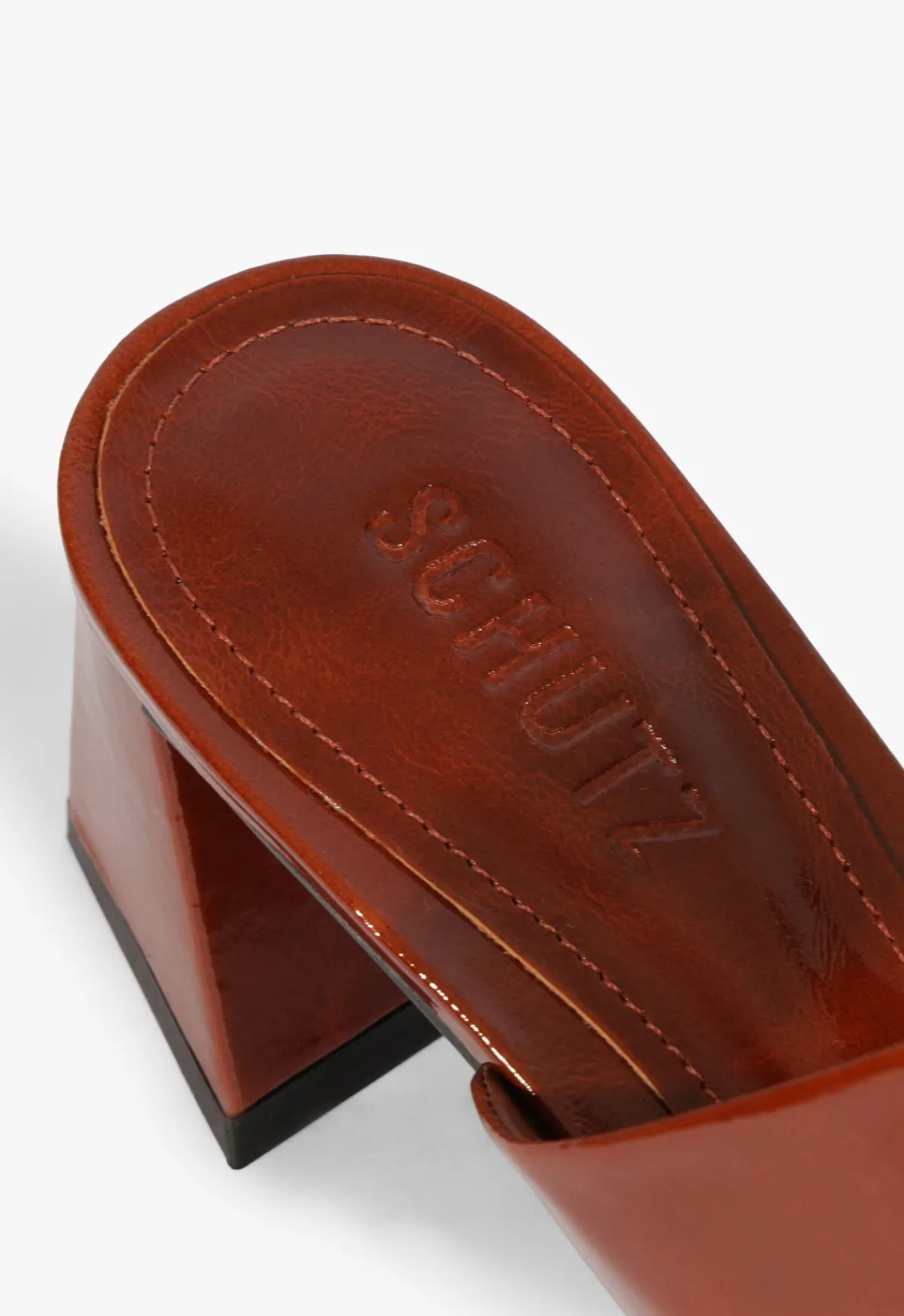 Clearance Schutz Chantal Mid Patent Sandal Brown