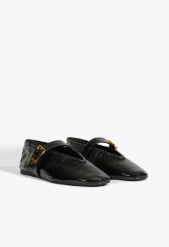 Fashion Schutz Courtney Buckle Patent Flat Black