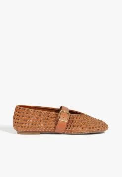 Fashion Schutz Eiza Shine Suede Flat Brown