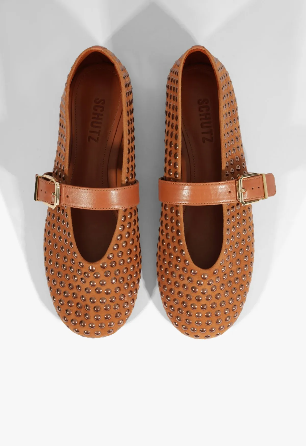 Fashion Schutz Eiza Shine Suede Flat Brown
