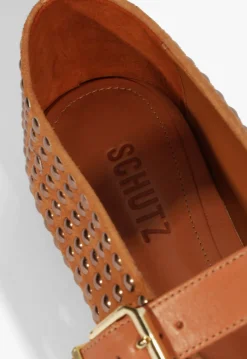 Fashion Schutz Eiza Shine Suede Flat Brown
