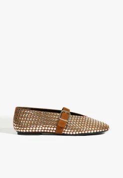 Sale Schutz Eiza Studs Ballet Flat Dark Caramel
