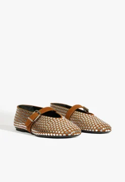 Sale Schutz Eiza Studs Ballet Flat Dark Caramel