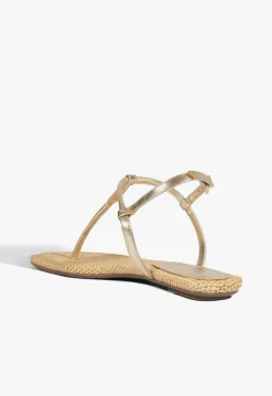 Clearance Schutz Elsha Flat Sandal Gold