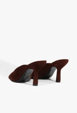 Clearance Schutz Finley Suede Sandal Chestnut Brown