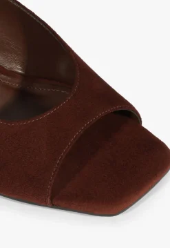 Clearance Schutz Finley Suede Sandal Chestnut Brown