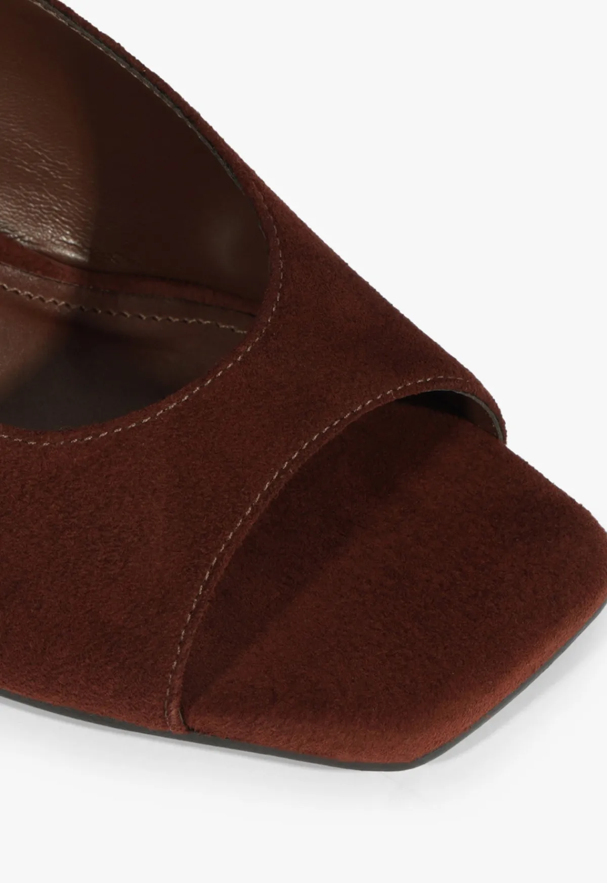 Clearance Schutz Finley Suede Sandal Chestnut Brown