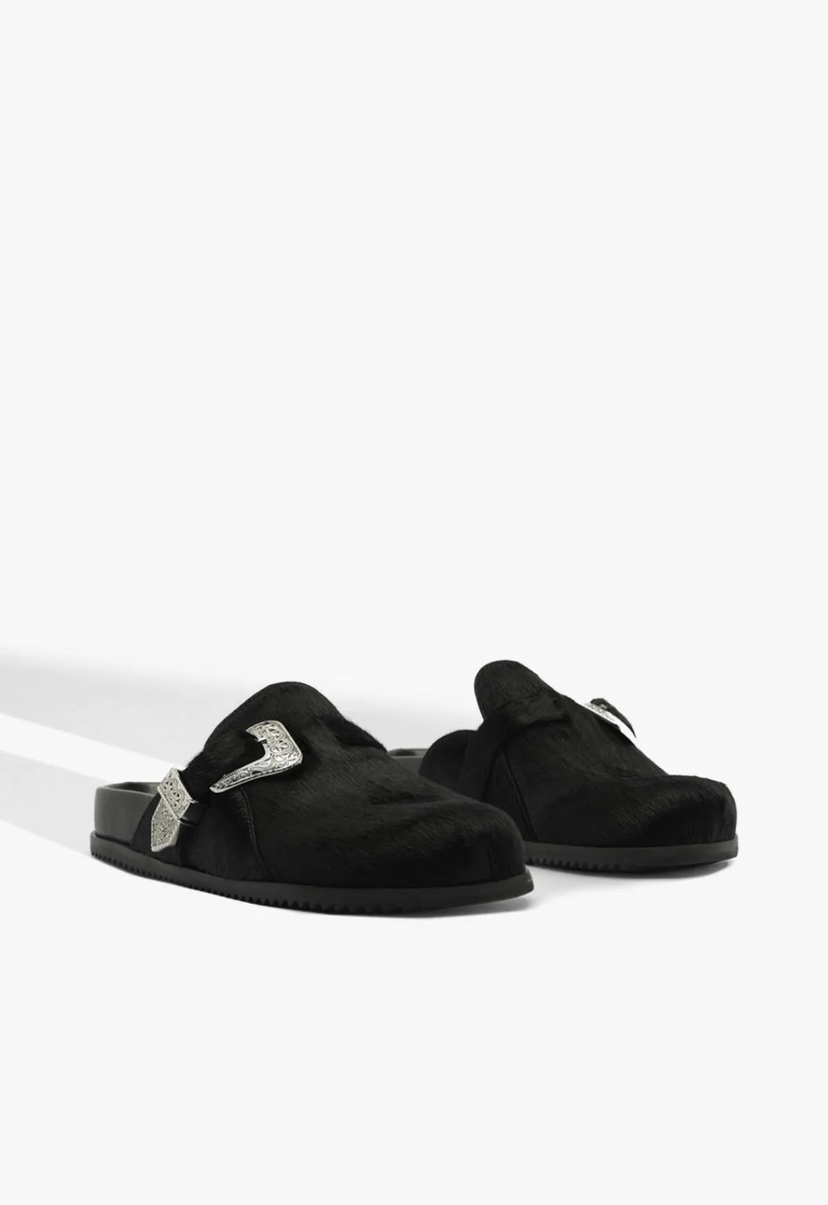 Clearance Schutz Grace Calf Hair Clog Black