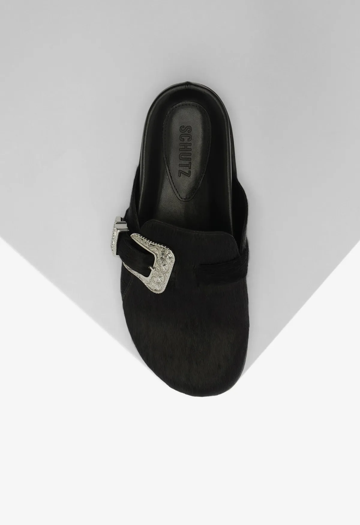 Clearance Schutz Grace Calf Hair Clog Black