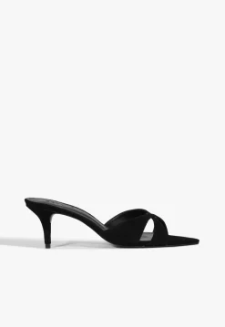 New Schutz Hilda Leaf Mule Suede Sandal Black