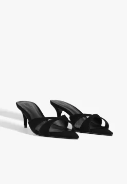 New Schutz Hilda Leaf Mule Suede Sandal Black