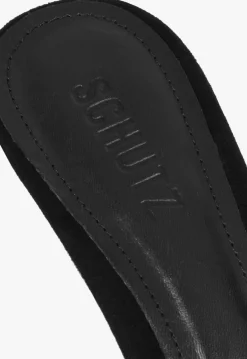 New Schutz Hilda Leaf Mule Suede Sandal Black