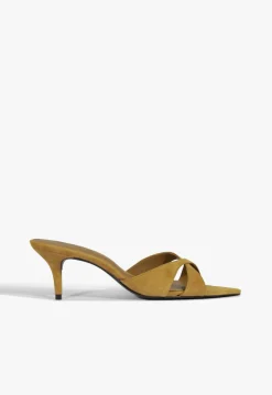 Sale Schutz Hilda Leaf Mule Suede Sandal Yellow