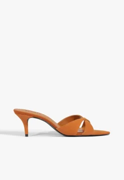 Discount Schutz Hilda Leaf Mule Suede Sandal Brown