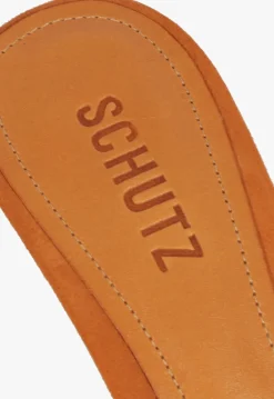 Discount Schutz Hilda Leaf Mule Suede Sandal Brown