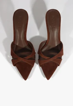 Fashion Schutz Hilda Leaf Mule Suede Sandal Brown