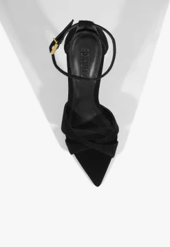 Discount Schutz Hilda Leaf Suede Sandal Black