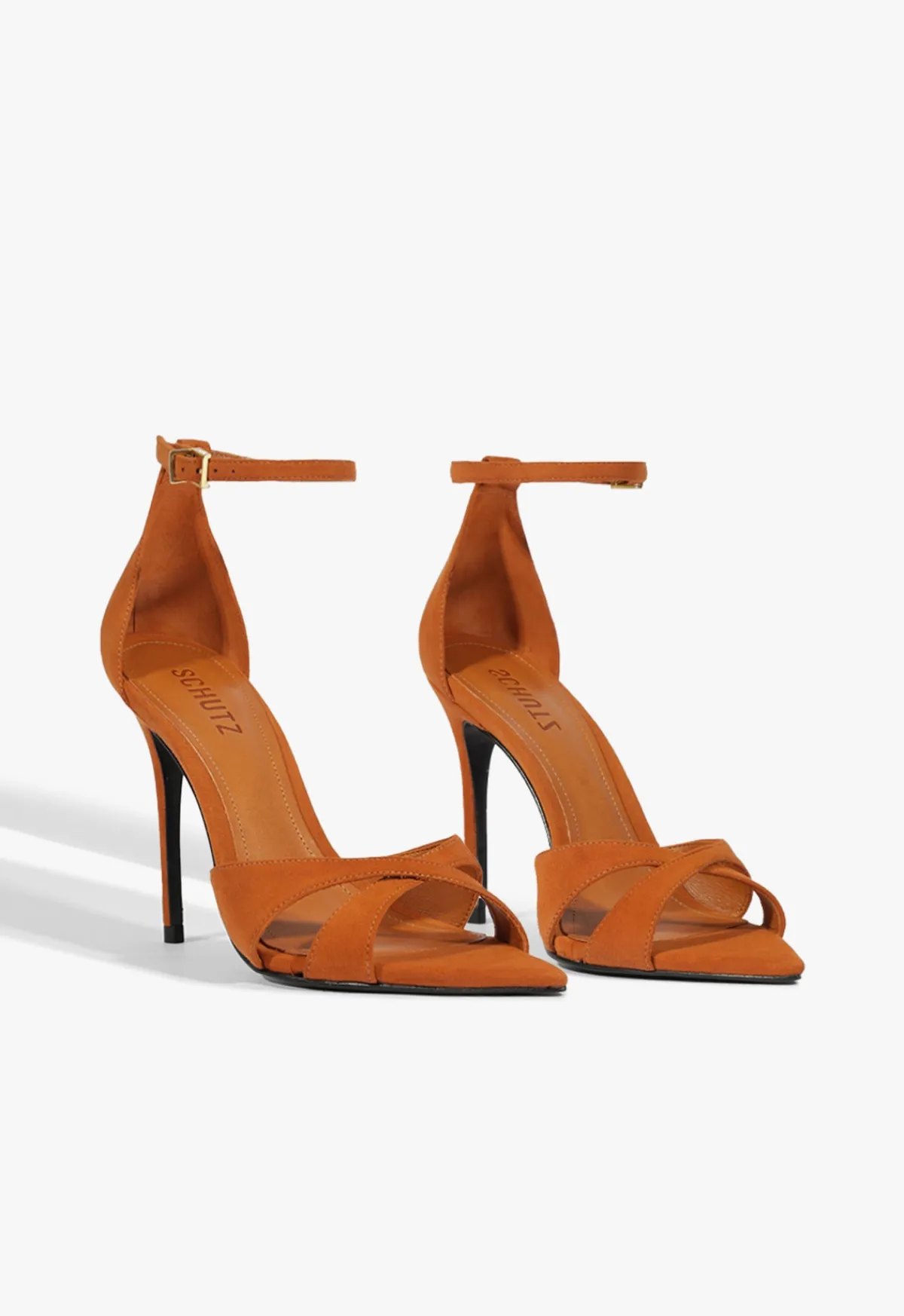 Discount Schutz Hilda Leaf Suede Sandal Brown