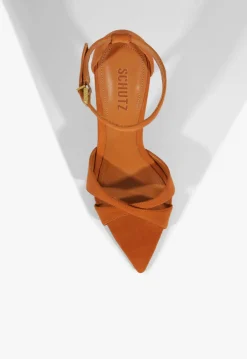 Discount Schutz Hilda Leaf Suede Sandal Brown