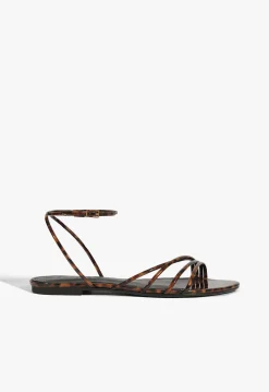 Clearance Schutz Inez Leather Flat Sandal Animal Print