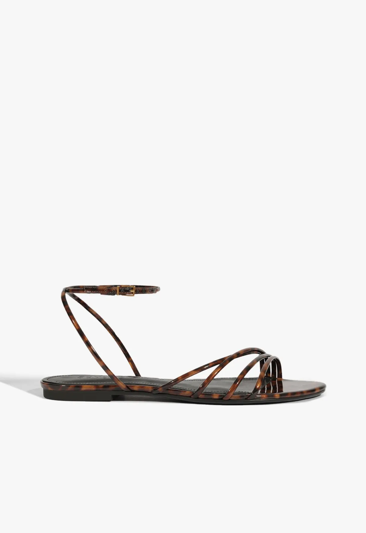 Clearance Schutz Inez Leather Flat Sandal Animal Print