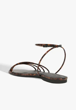 Clearance Schutz Inez Leather Flat Sandal Animal Print