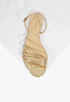 Clearance Schutz Inez Leather Flat Sandal Gold