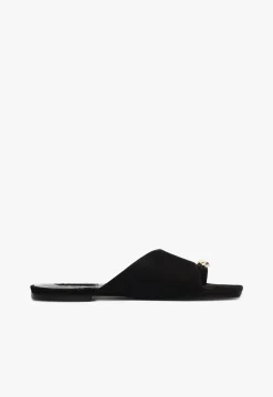 Online Schutz Jodie Leather Flat Sandal Black