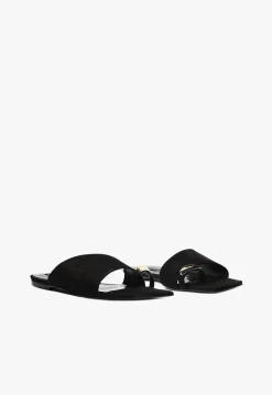 Online Schutz Jodie Leather Flat Sandal Black