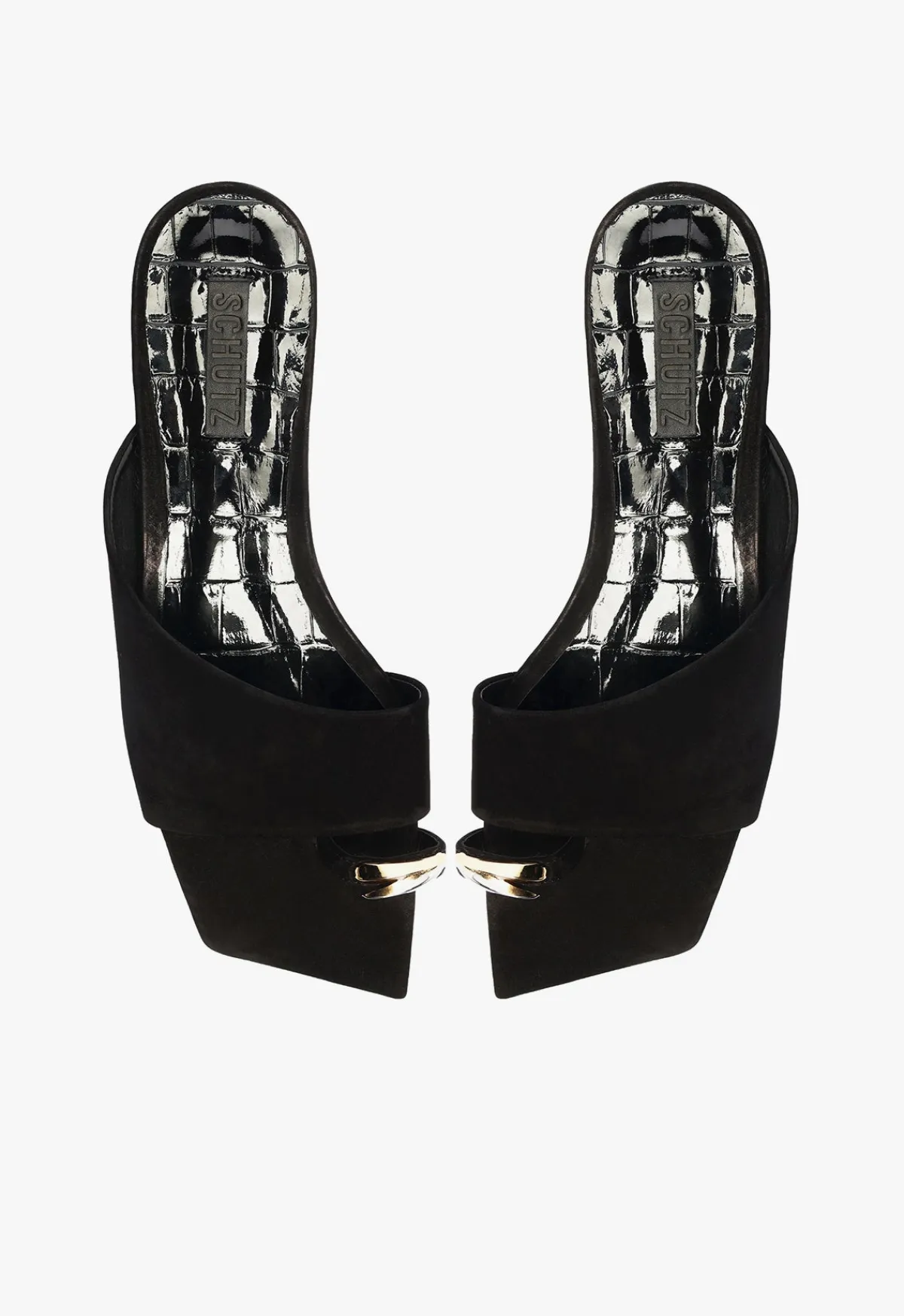 Online Schutz Jodie Leather Flat Sandal Black