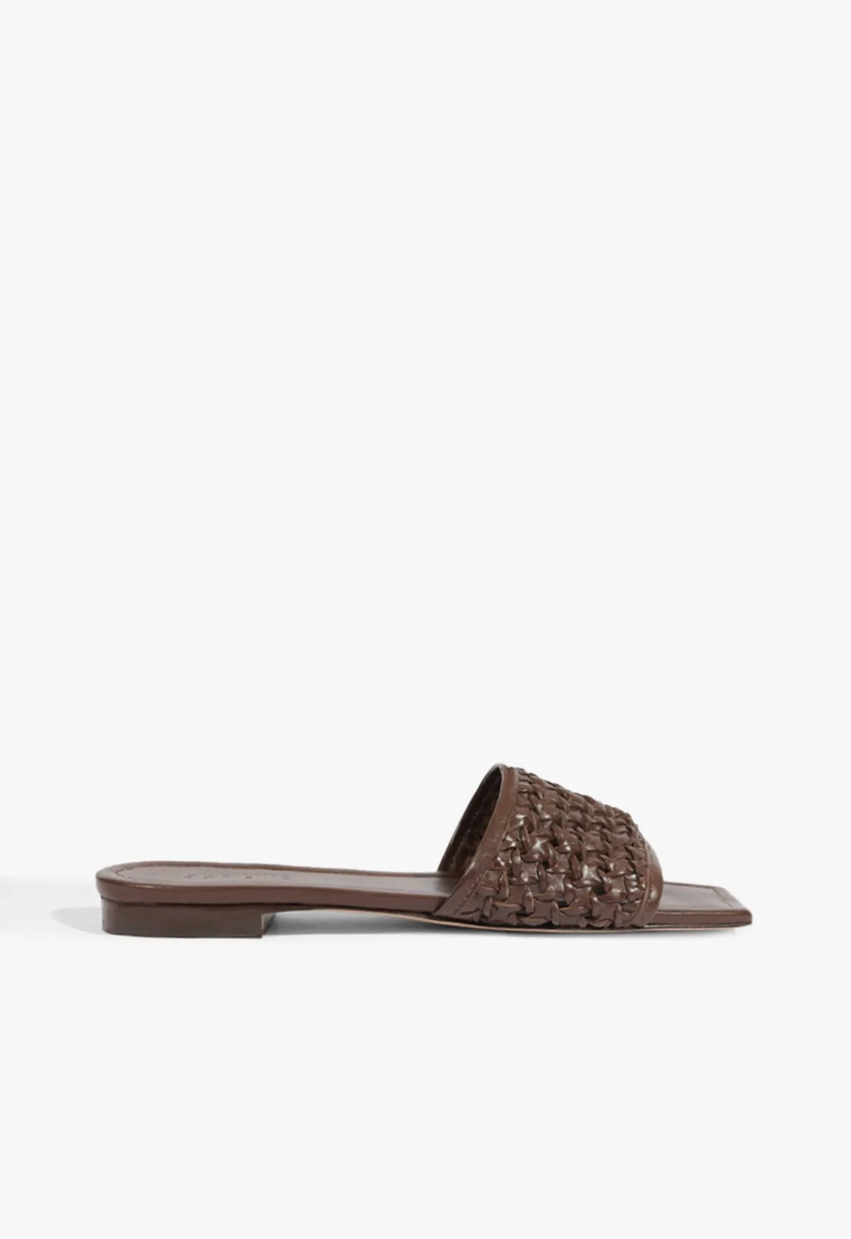 Clearance Schutz Juliet Brown Leather Flat Sandal Root Brown