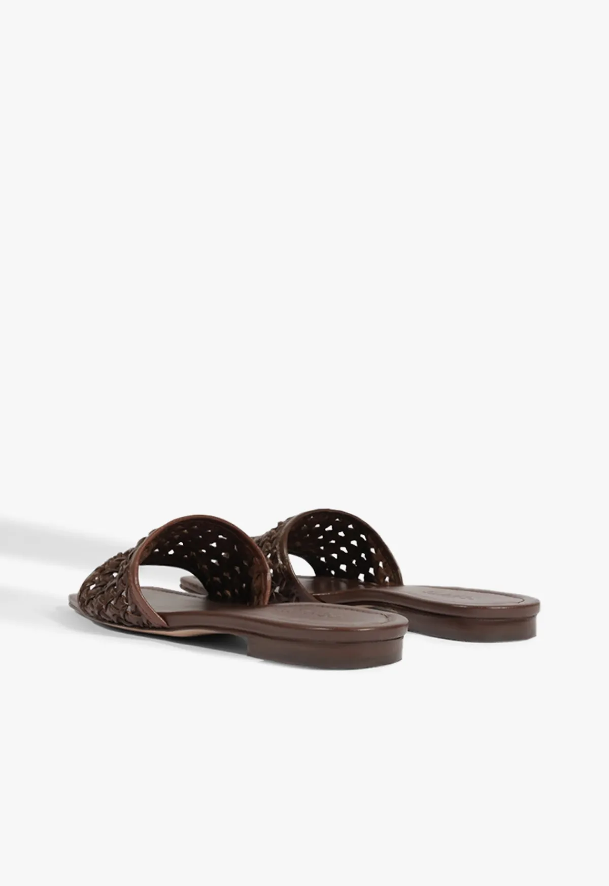 Clearance Schutz Juliet Brown Leather Flat Sandal Root Brown
