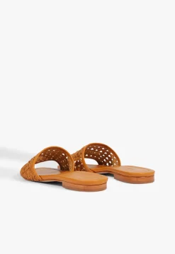 Clearance Schutz Juliet Leather Flat Sandal Inca Gold