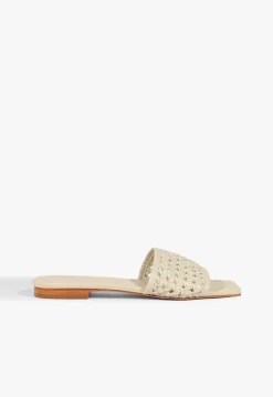 Sale Schutz Juliet White Leather Flat Sandal Off White