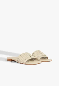 Sale Schutz Juliet White Leather Flat Sandal Off White