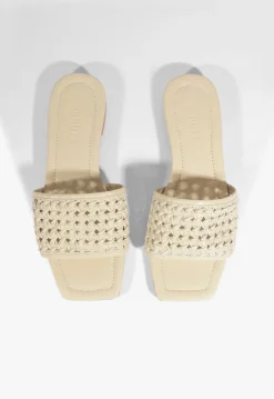 Sale Schutz Juliet White Leather Flat Sandal Off White