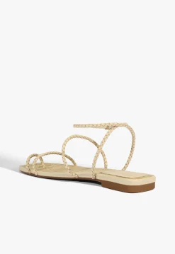 Sale Schutz Kaya Leather Flat Sandal Beige
