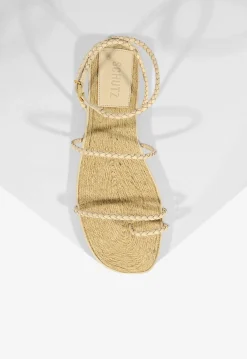 Sale Schutz Kaya Leather Flat Sandal Beige