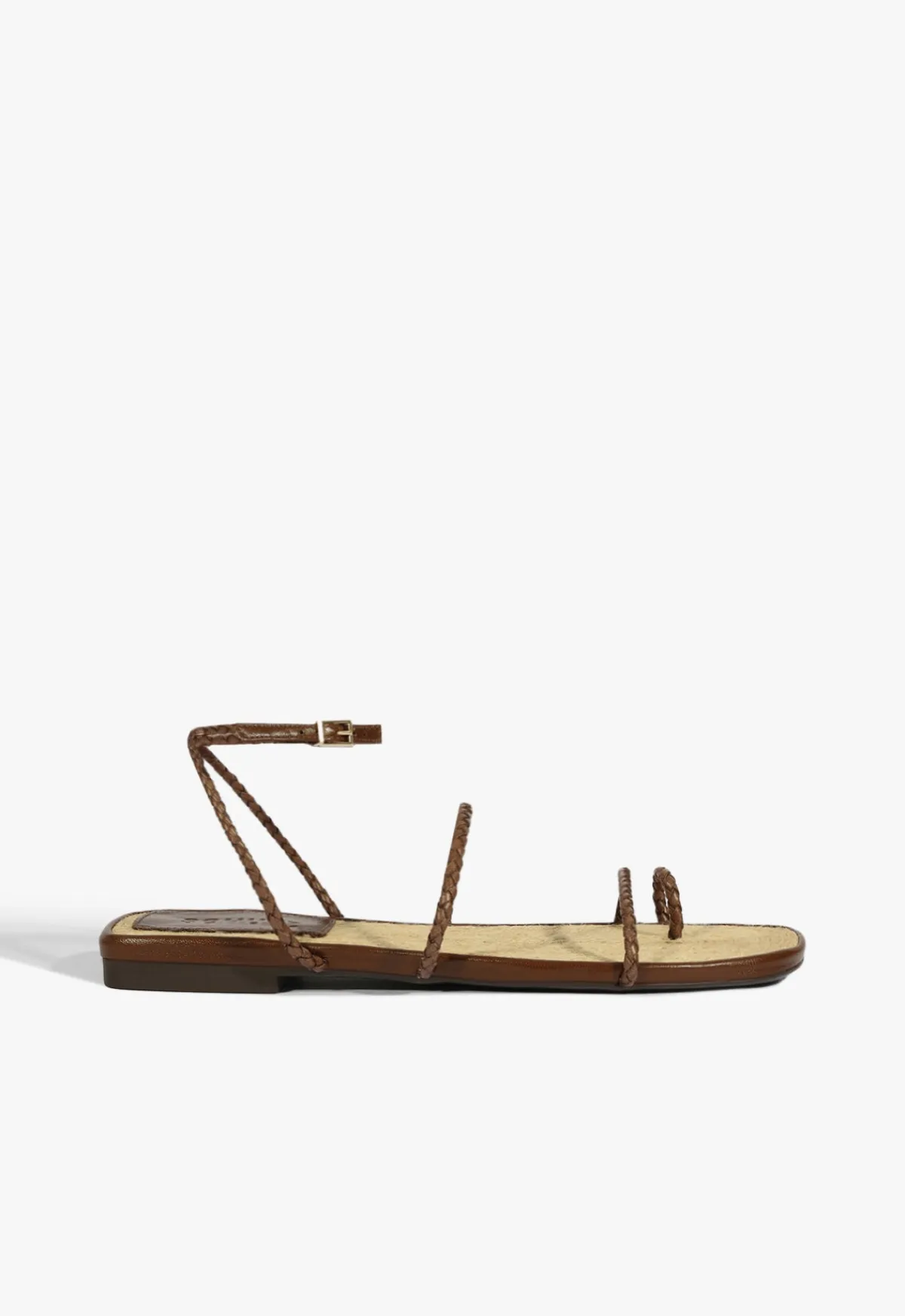 Sale Schutz Kaya Leather Flat Sandal Brown